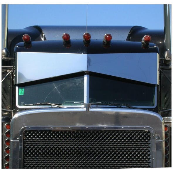 Peterbilt 378, 379, 388, & 389 Bowtie Drop Visor (11" x 8"; Black Truck)