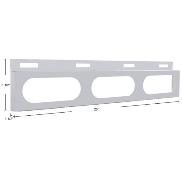 Stainless Top Mud Flap Light Bracket With 3 Oval Light Cutouts Dimensions