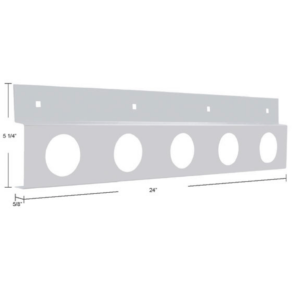 Stainless Top Mud Flap Light Bracket With Five 2" Light Cutouts Dimensions