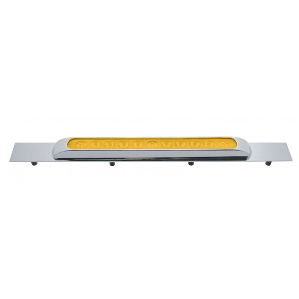 Chrome Top Mud Flap Plate With 11 LED Light Bar - Amber/Amber w/ Bezel