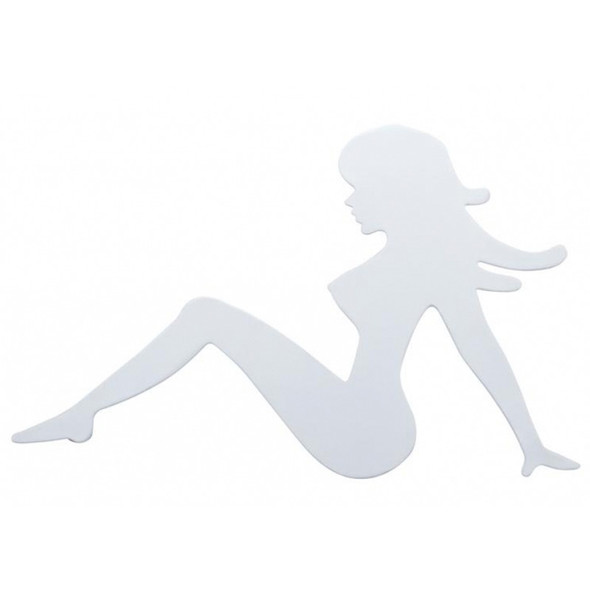 Chrome Trucker Mudflap Girl Logo Cutout (Left-Facing)