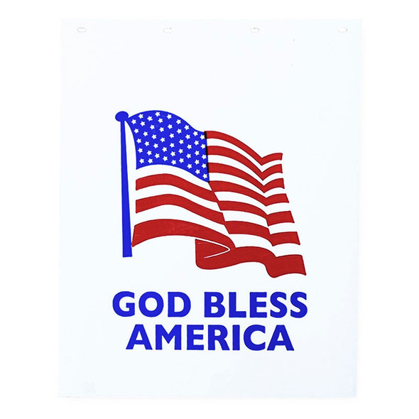 God Bless America With American Flag White Mud Flap
