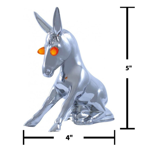 Chrome Donkey With Illuminating Eyes Hood Ornament Measurements