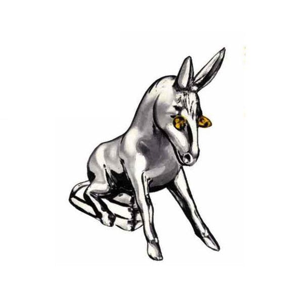 Chrome Donkey With Illuminating Eyes Hood Ornament Facing Left