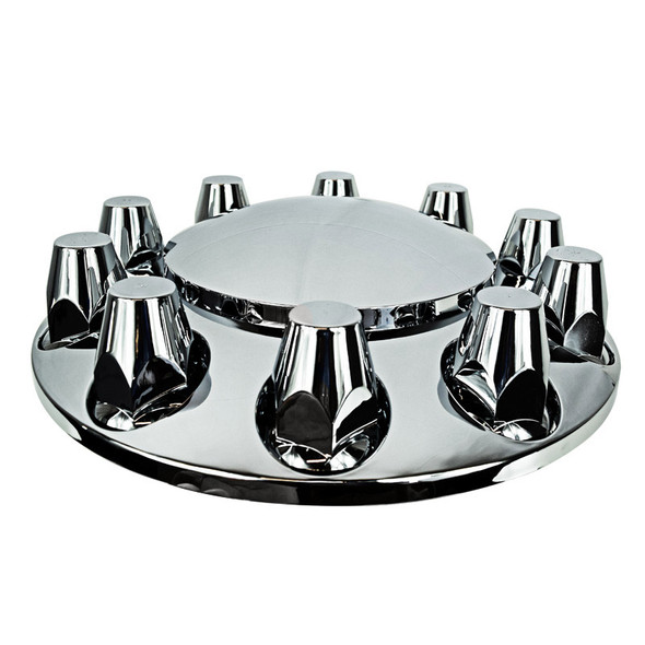 Chrome Front Axle Wheel Cover With Removable Hubcap & Lug Nut Covers