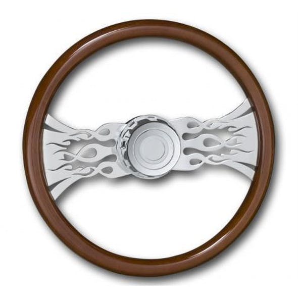 Western Star Steering Wheel Chrome 18" Flames With Hub Included