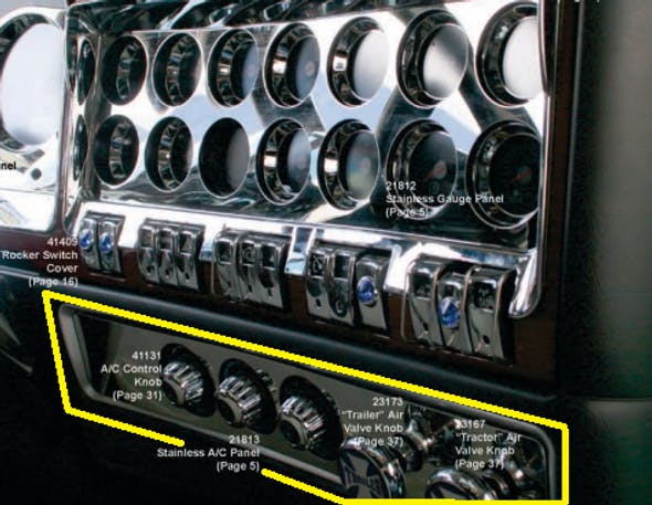 Kenworth 2006+ Stainless Steel AC Gauge Dash Panel Trim