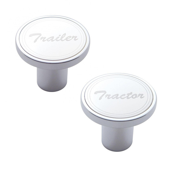 Air Valve Knobs-Stainless Plaque With Cursive Script 
"Tractor" & "Trailer"