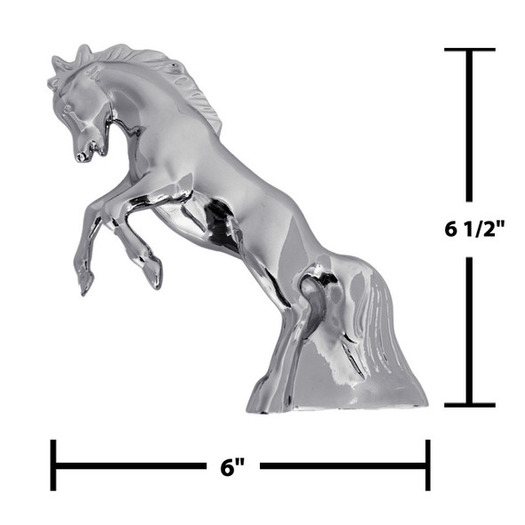 Chrome Fighting Stallion Hood Ornament Measurements