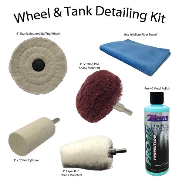 Zephyr Wheel & Tank Detailing 6 Piece Kit Contents