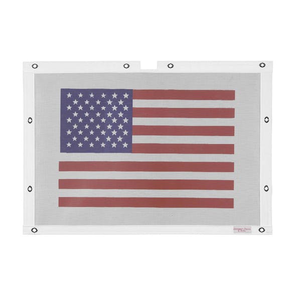 Peterbilt 379 White Belmor Bug Screen With Traditional American Flag