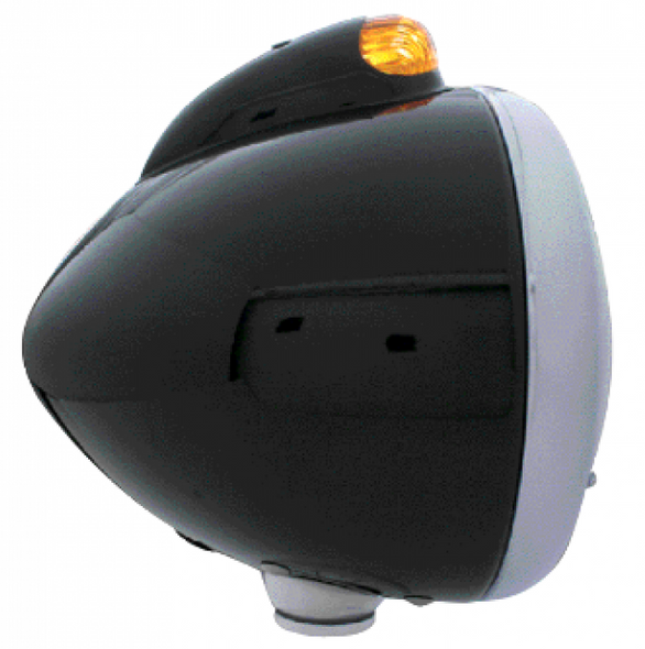 Black Guide Headlight H4 Bulb w/ Amber LED - Driver & Passenger