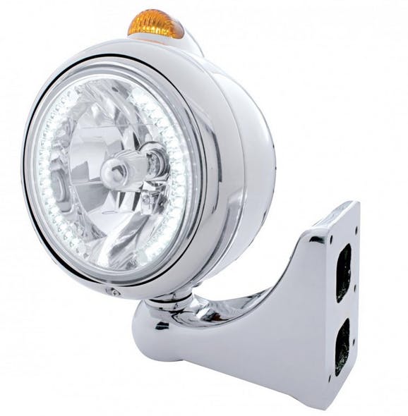 Chrome Guide Headlight H4 Bulb With White LED