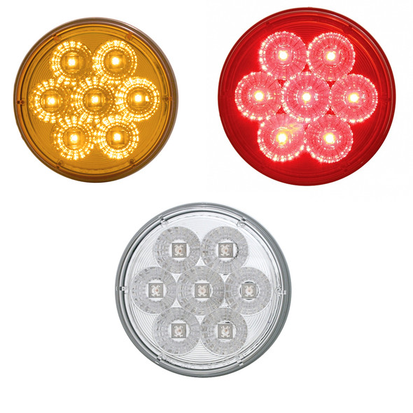 7 LED 4" Round Stop Tail Turn and PTC Lights with Reflector