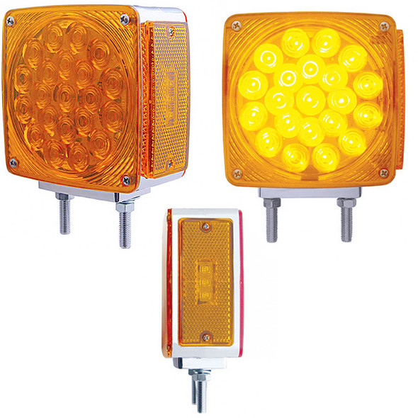 45 LED Square Double Face Turn Signal Light With Side LED - Amber
