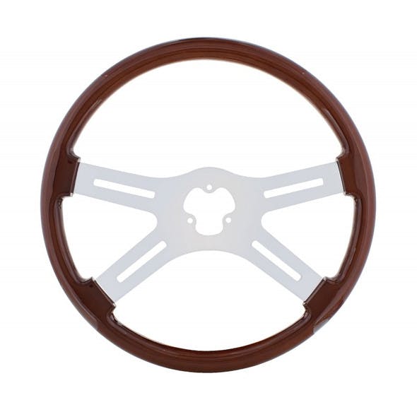 18" Mahogany 4 Chrome Spoke Steering Wheel