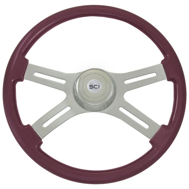 Classic Purple 18" Steering Wheel With Chrome Bezel