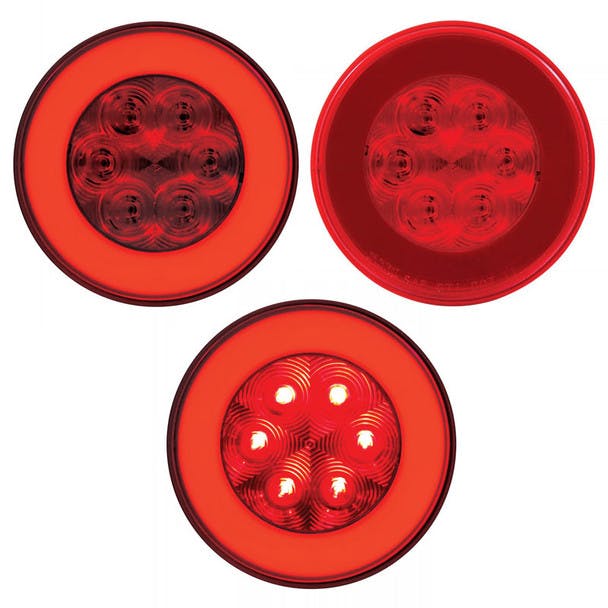 4" Round STT & PTC GLO Red LED Light