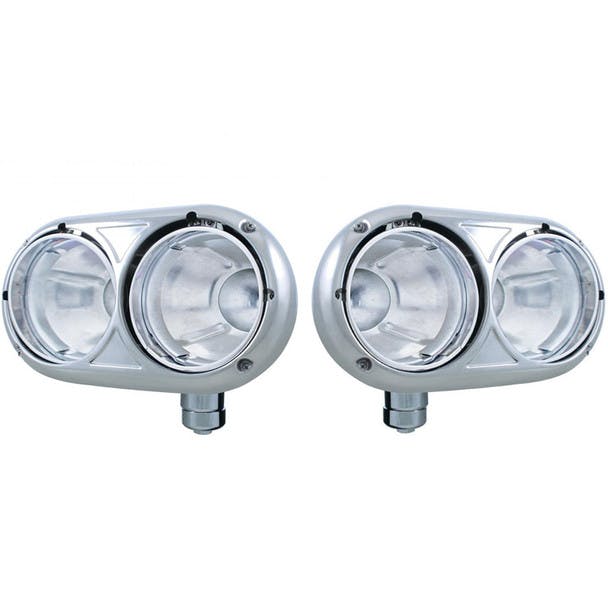 Peterbilt 359 Style Stainless Dual Round Headlight Housing