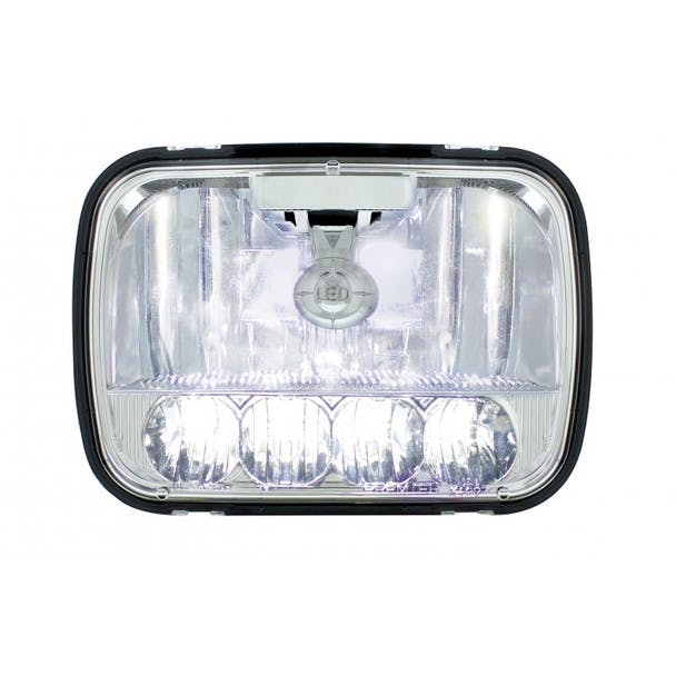 5" x 7" High Power LED High & Low Beam Crystal Headlight With High Beams On