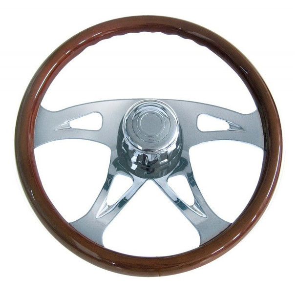 18 Mahogany 4 Chrome Spoke Boss Steering Wheel With Hub