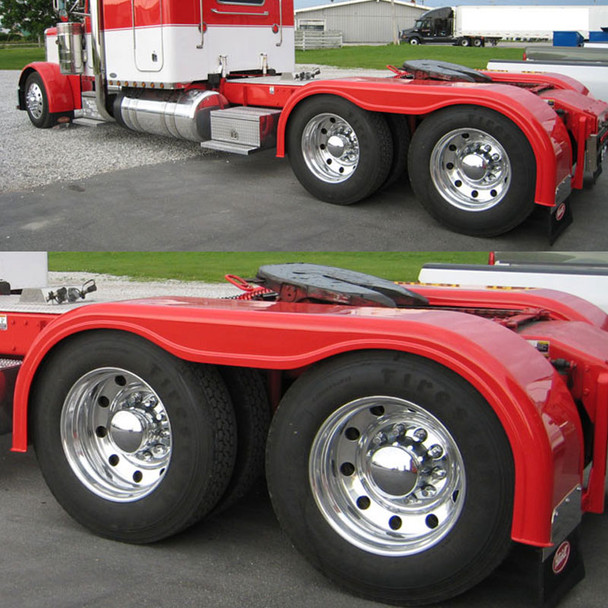 Semi Truck 101" Fiberglass Full Fender Set With Brackets Painted Red