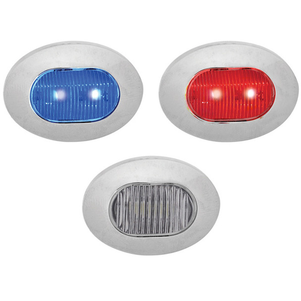 Mini Oval Button Dual Revolution Red And Blue LED Marker Light