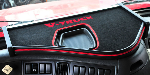 Volvo VNL V-Truck Custom Dashboard System Short Shelf With Black & Red Carpet & Small Opening