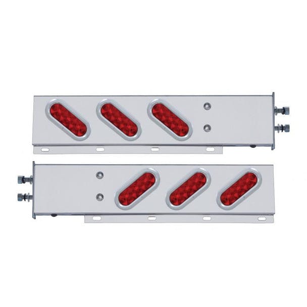 Mud Flap Hangers With 6 Oval LED Lights & Red Lens