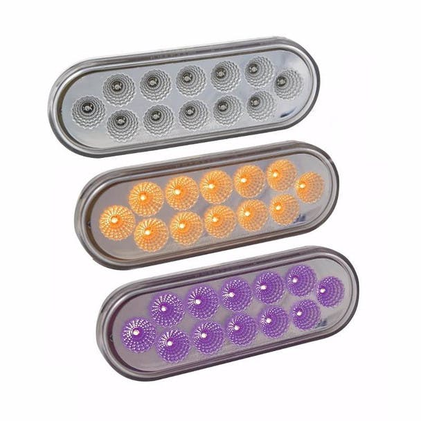 Dual Revolution Oval Marker Turn Signal Light Amber & Purple LED 