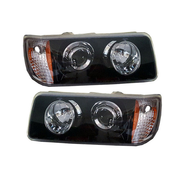 Freightliner FLD 112 120 Black And Chrome Headlights Both Sides