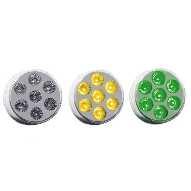 2" Round Dual Revolution Amber & Green LED Marker Light