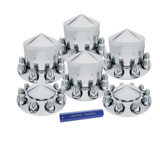 Complete Chrome Pointed Axle Cover Kit with Lug Nut Covers