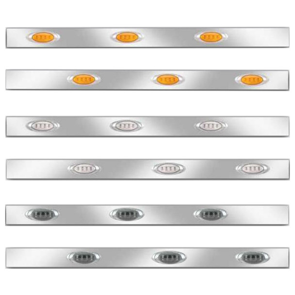 Kenworth W900 Stainless Steel Cab Panels With P1 Style Amber LEDs