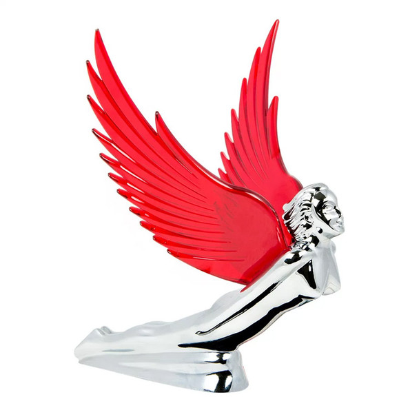 Chrome Flying Goddess Hood Ornament With Illuminated Wings By Grand General