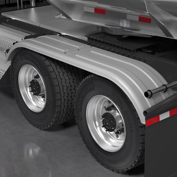 Minimizer 4020 Series Poly Super Single Truck Tandem Fenders Galvanized Grey On Truck