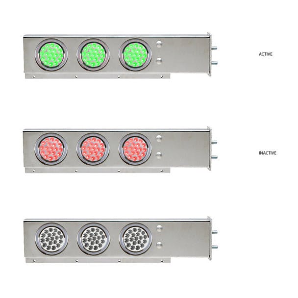 Mud Flap Hangers With Green/Red Dual Revolution LED Lights 2 1/2" Bolt Spacing