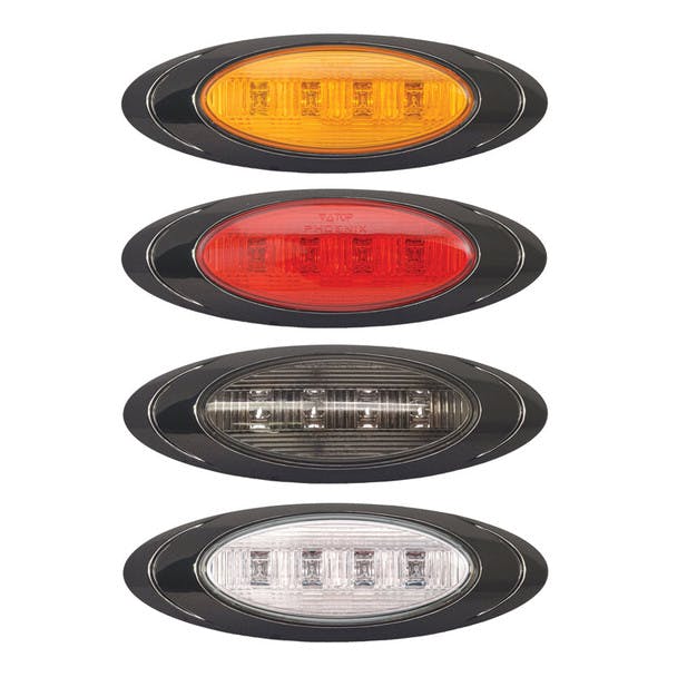 Oval P1 LED Clearance Marker Lights With Black Chrome Bezel All