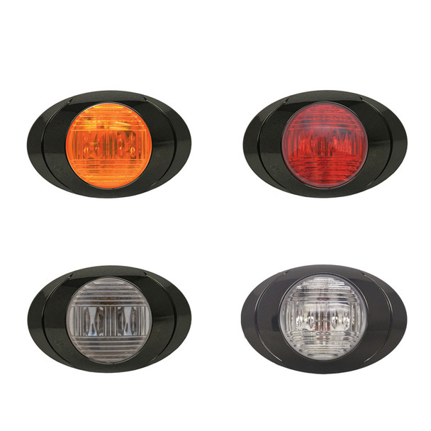 Oval P3 LED Clearance Marker Lights With Black Chrome Bezel All