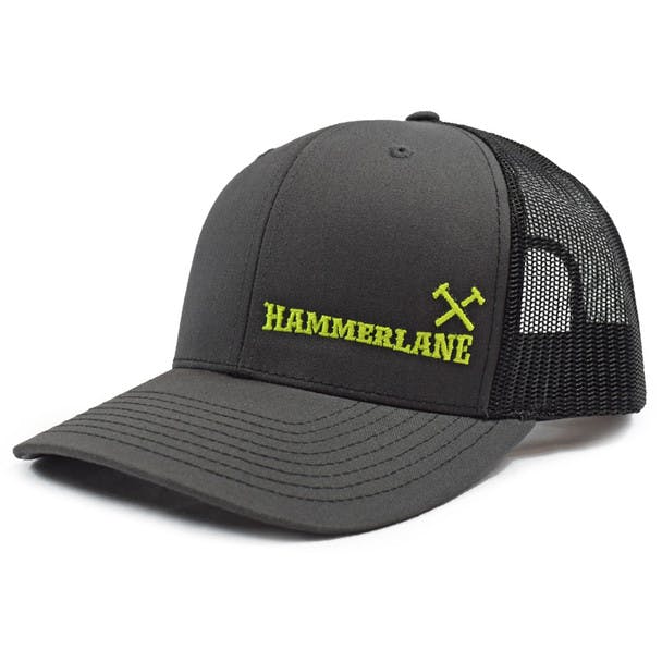 Charcoal & Black Hammerlane Cross Hammers Snapback Hat Side