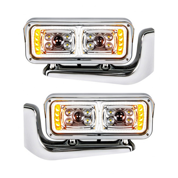 Peterbilt Chrome LED Projection Headlight With Mounting Arm
