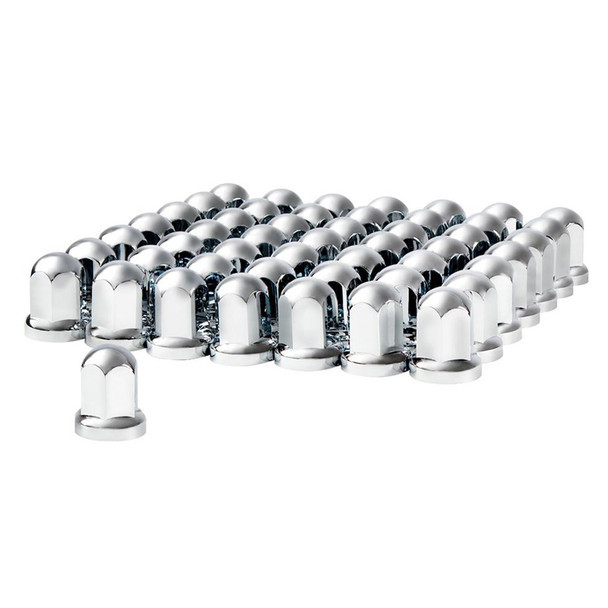 60 Pack Chrome 33mm Push On Flanged Nut Covers