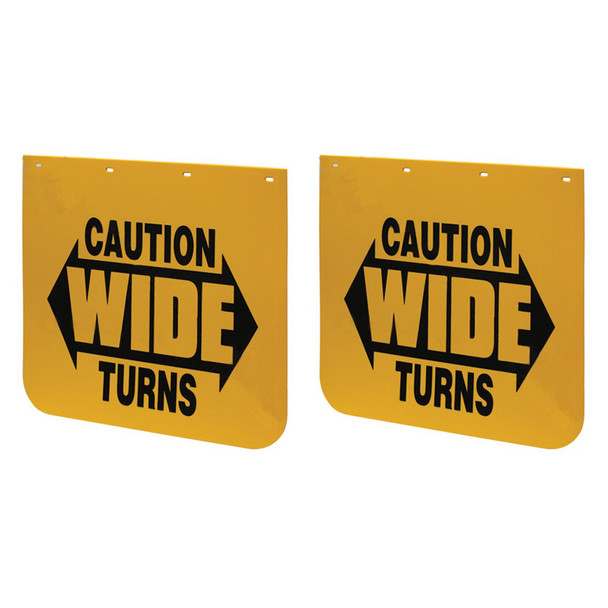 24" X 24" Yellow Caution Wide Turns Mud Flap (Pair)
