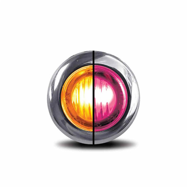 3/4" Mini Button Dual Revolution Amber & Pink LED Marker Light - Default