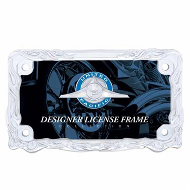 Motorcycle Chrome Flame License Plate Frame - Front