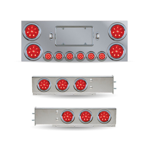Mud Flap Hanger & Rear Center Panel Kit With Red Lens LED Lights