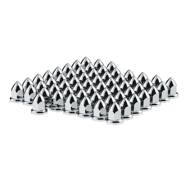 60 Pack of Chrome 33mm Push On Bullet Nut Covers With Flange - Default