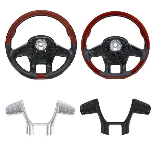 Peterbilt Kenworth 18" YourGrip Leather & Wood Steering Wheel - Default