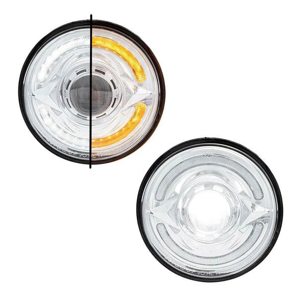 ULTRALIT 5 3/4" Round LED Headlight With Dual Color Light Bar - Default