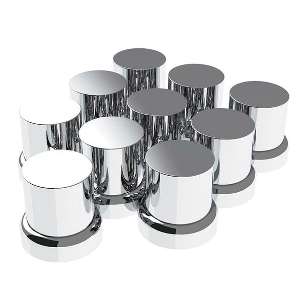 10 Pack Of Chrome Plastic Push-On Flat Top Nut Covers With Flange - Default
